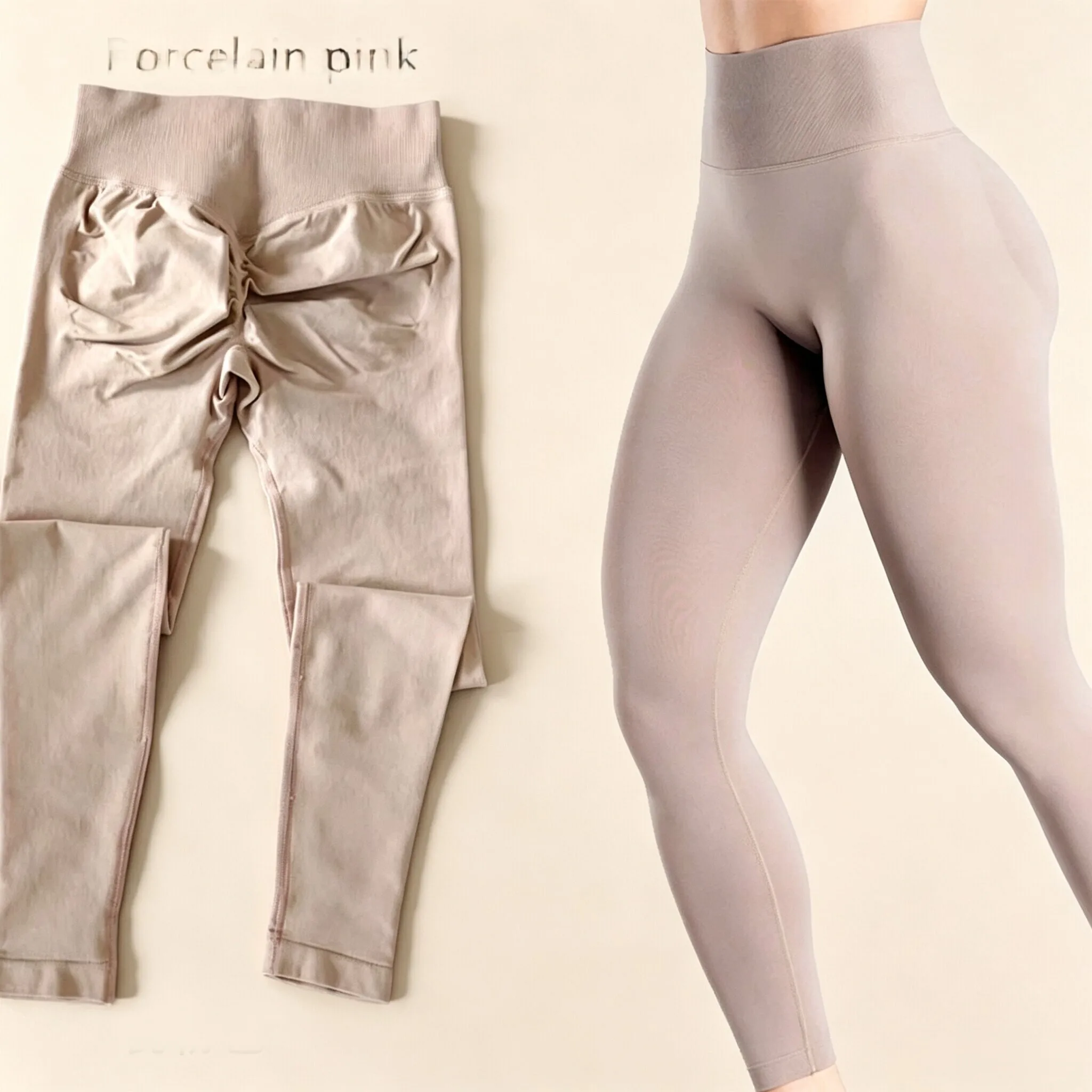 Dneyf 1D-3Y-2F Nahtlose Yoga-Leggings mit Po-Lifting-Effekt für Damen, hohe Taille, hohe Dehnbarkeit, schnelltrocknend, ideal zum Training, Laufen, für das Fitnessstudio und als lange Sporthose. – Detail 22