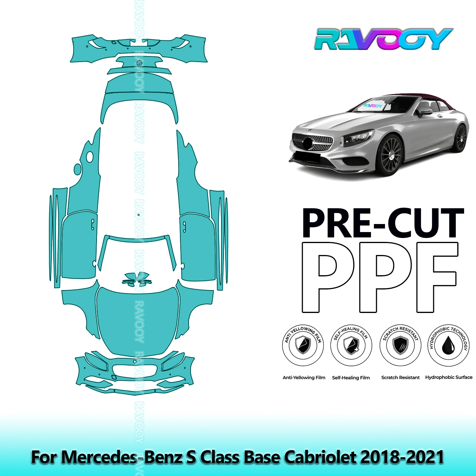 

Full Vehicle Clear Bra Precut PPF Paint Protection Film For Mercedes-Benz S Class Base Cabriolet 2018-2021