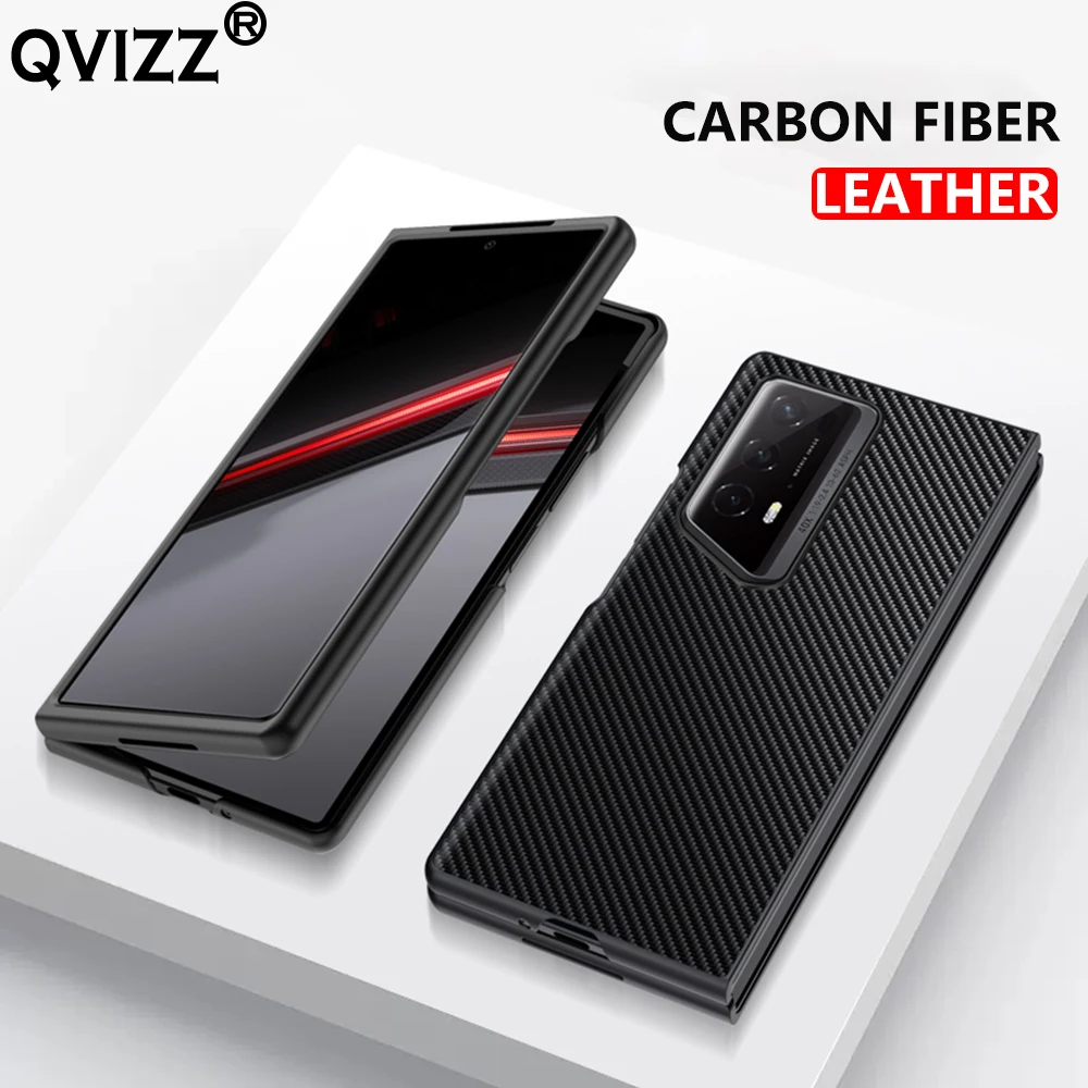 

Leather Case for Huawei Honor Magic V2 RSR Luxury Carbon Fiber Hard PC Frame Protection Hard Phone Cover HonorMagicV2RSR Coque