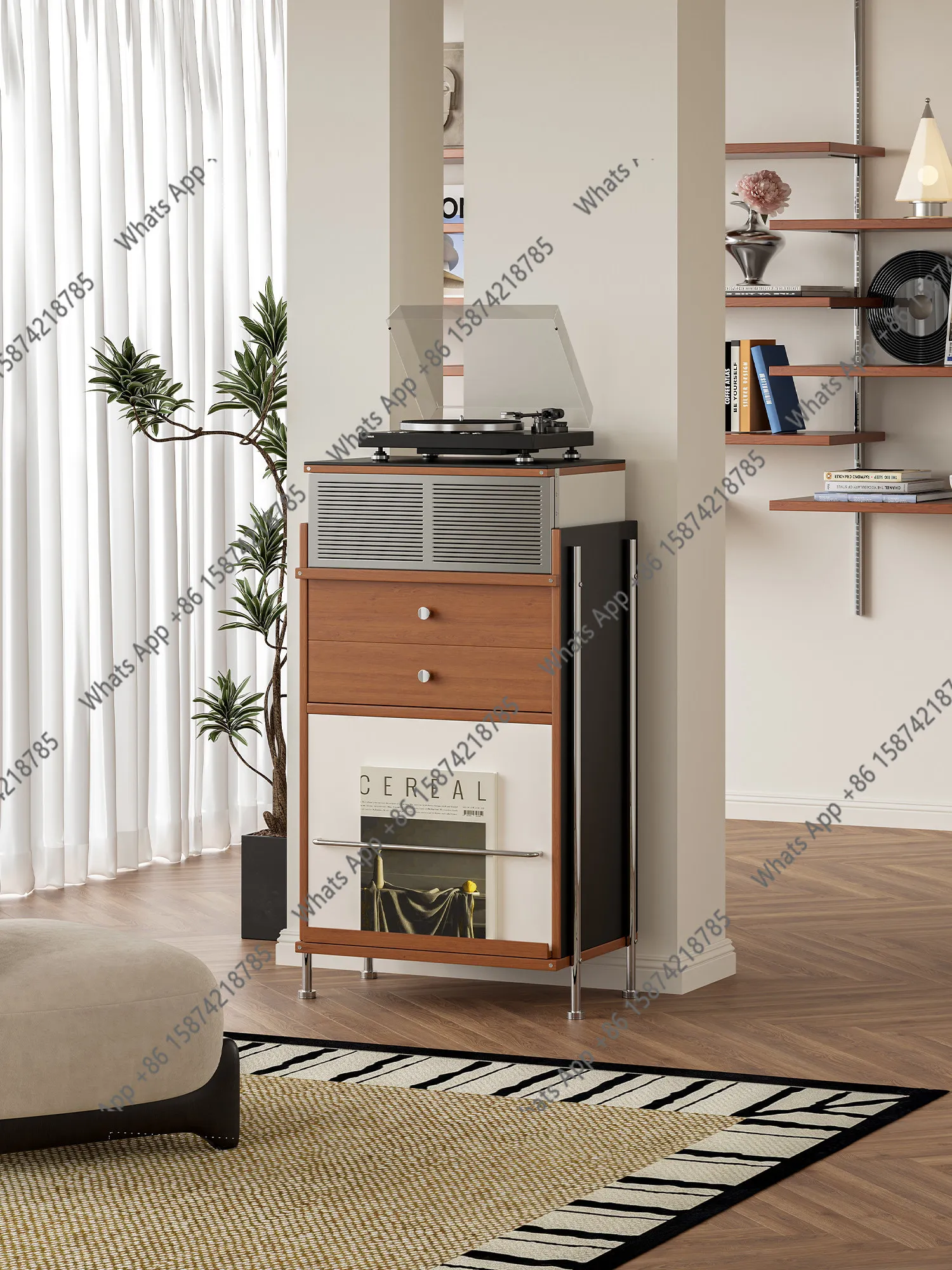 Modern simple antique design chest cabinet commercial meeting display cabinet multi-functional storage cabinet texture locker