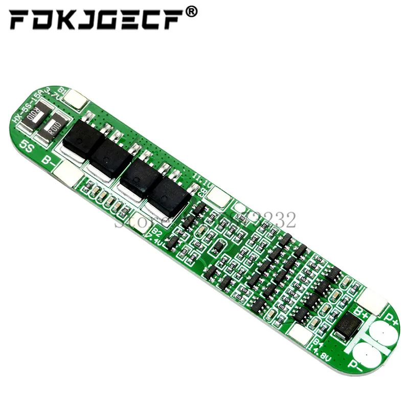 5S 15A 리튬 이온 배터리 18650 충전기 PCB BMS 18.5V 셀 보호 보드 집적 회로