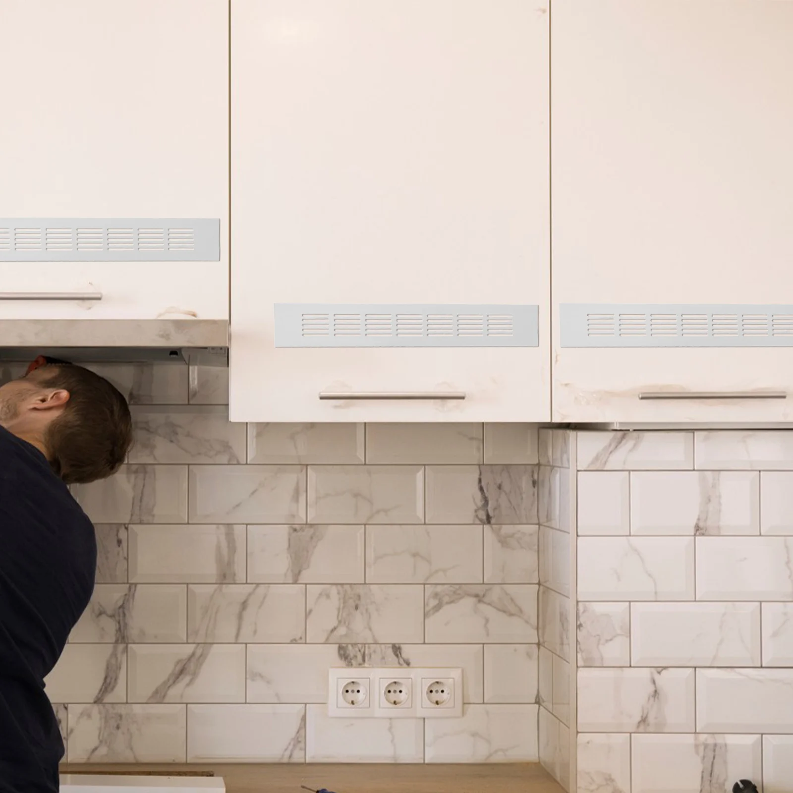 

2pcs Rectangular Ventilation Grille 3000X50Mm Silver For Cabinet Door Air Vent Cover Duct Mesh Louver Heater Wardrobe Radiator