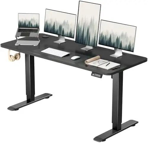 

55 x 24 Inches Electric Height Adjustable Standing Desk Large Sit Stand Up Desk Home Office Computer Desk Memory Preset