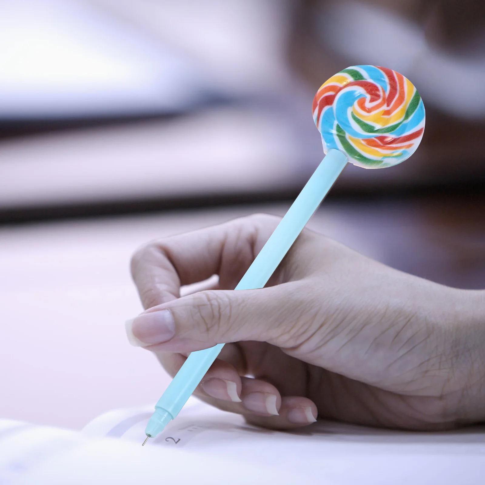 

4pcs Lollipop Design Gel Roller Pens Candy Cane Shaped Kawaii Office Pens For Students Writing Drawing School Supplies