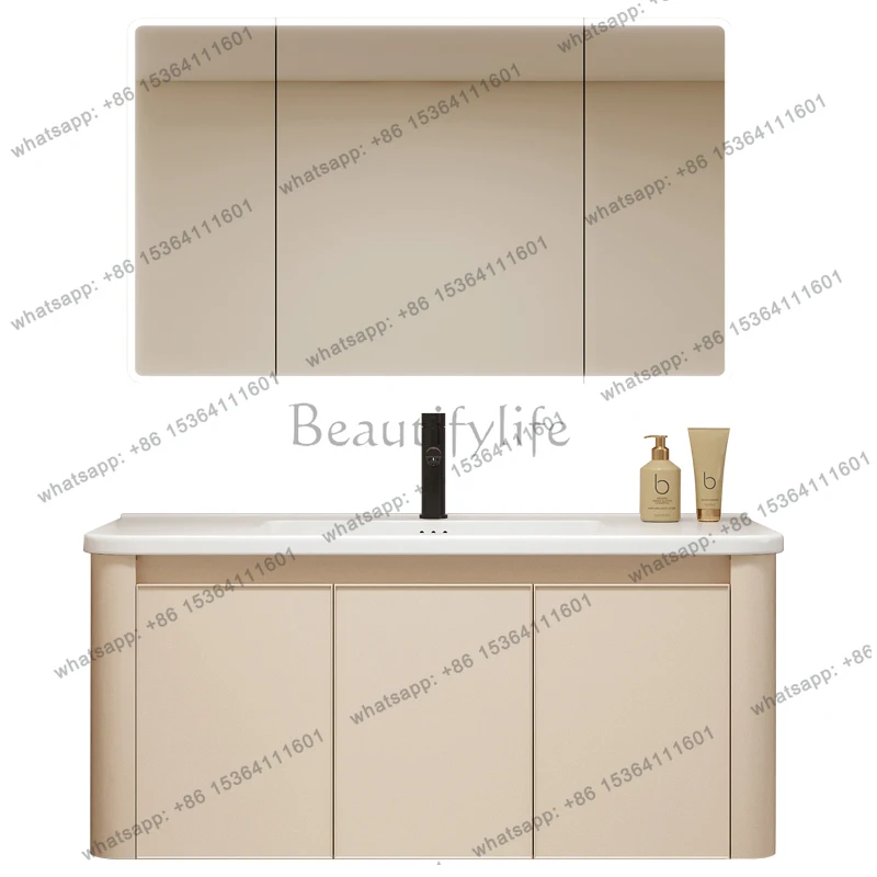 Cream wind bathroom cabinet combination ceramic integrated basin toilet wash basin washbasin bathroom smart mirror