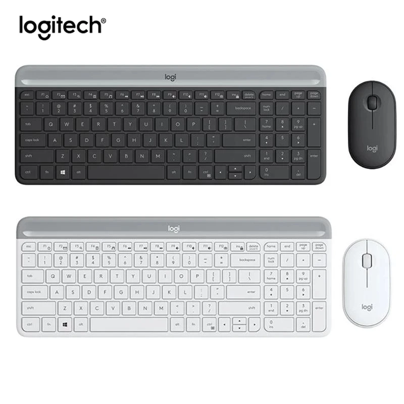 Logitech MK470 Wireless Keyboard Mouse Combo 1000DPI Optical Slim Keboards Pebble Mice 2.4 GHz for PC Laptop Office