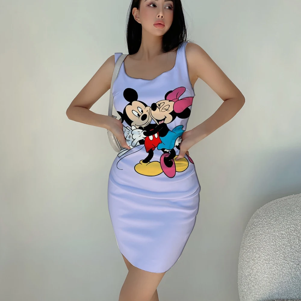 Summer Disney Popular New Harajuku Streetwear Cute Minnie Anime Sexy Queen Nightclub Party Fashion Trend Ladies Slim Sling Dress