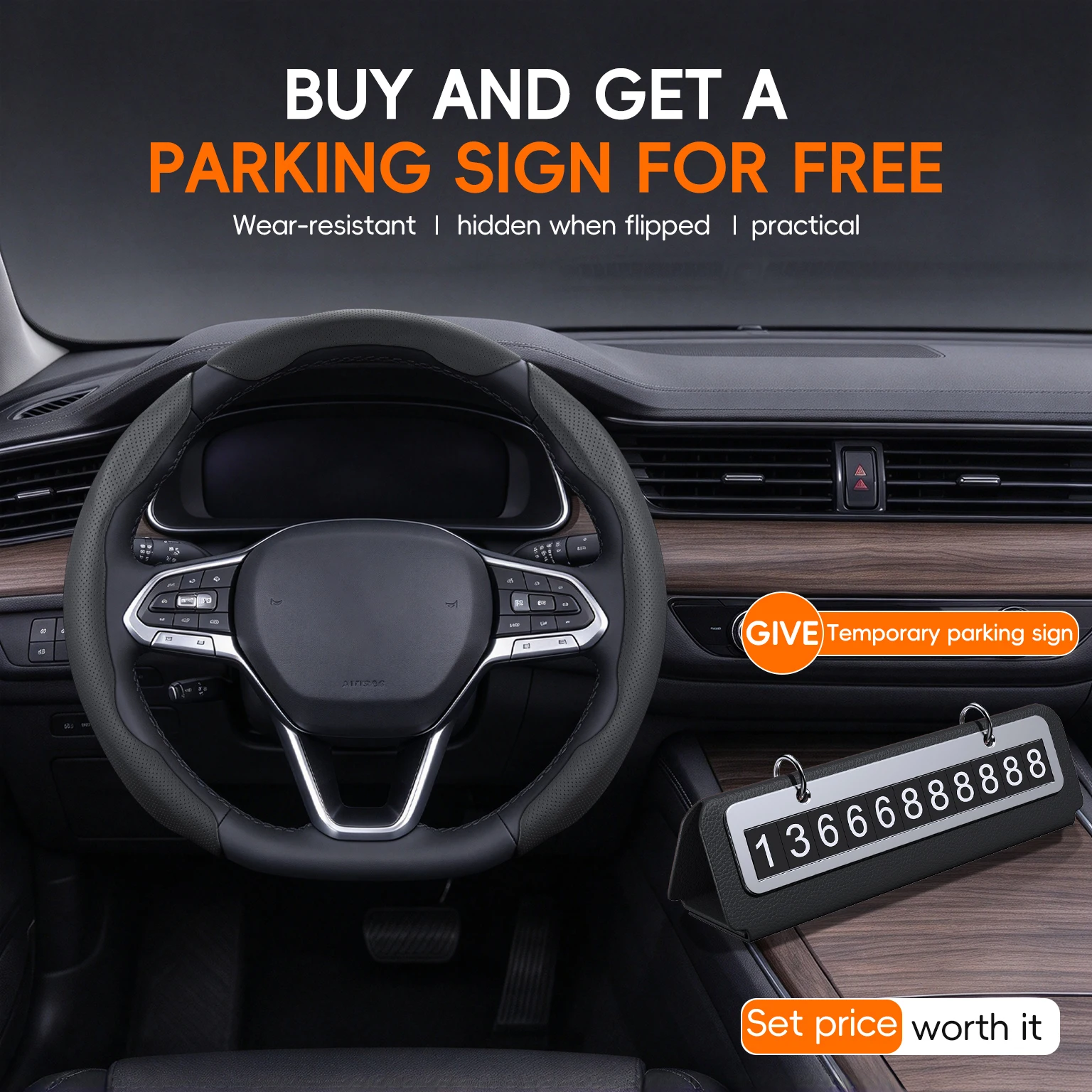 Segmented thin Nappa leather steering wheel cover with carbon fiber lining and wear-resistant car interior
