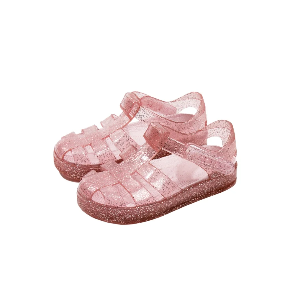 Children's Sandals Jelly Shoes Pvc Boys Shoes Summer Girls Hollow Toe Sandals Low-cut Roman Shoes Non-slip Soft Soles
