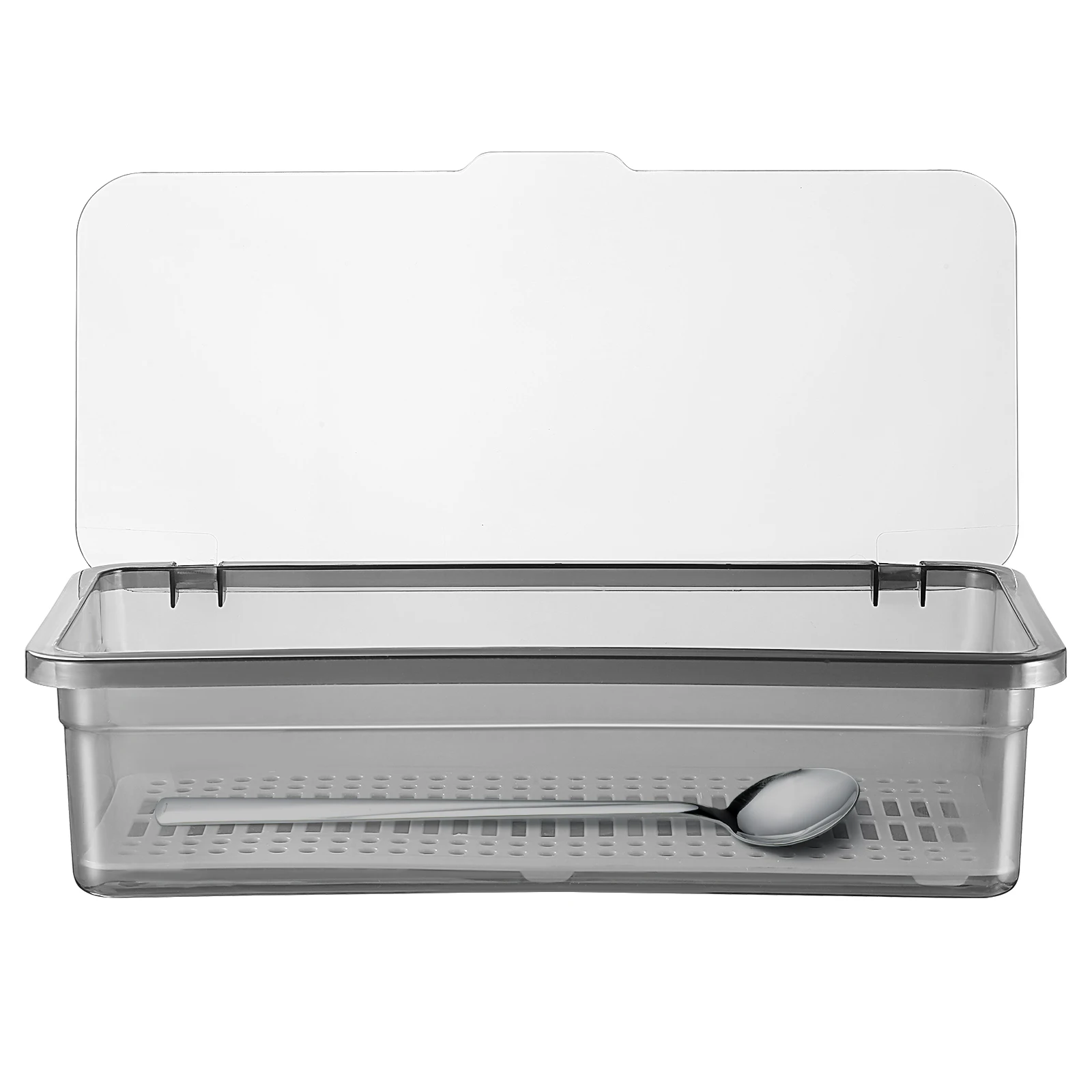 

Drain Tableware Storage Box Cutlery Utensils Container Kitchen Long Term High Quality Plastic Transparent Lid Dust Proof Stylish