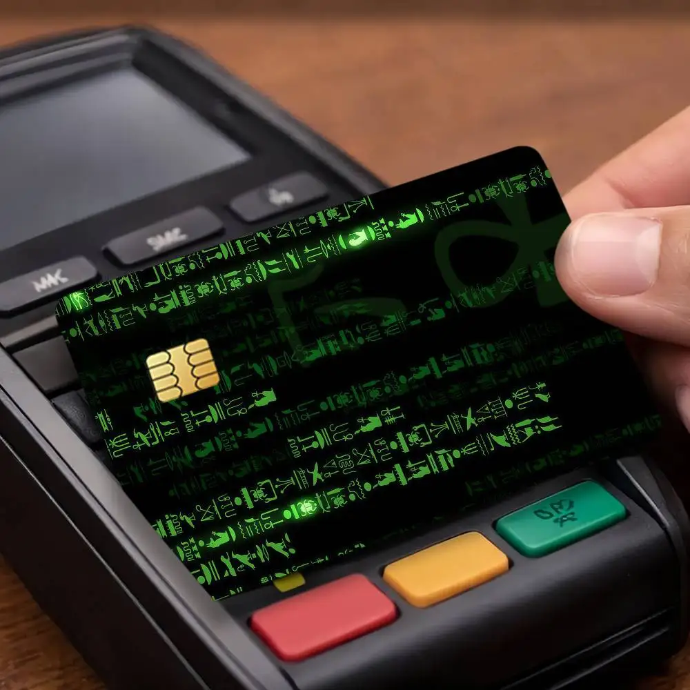 Technology Digital Binary Matrix Credit Card Public Transportation Cards Protective Sticker Waterproof Card Face Decoration 4PCS