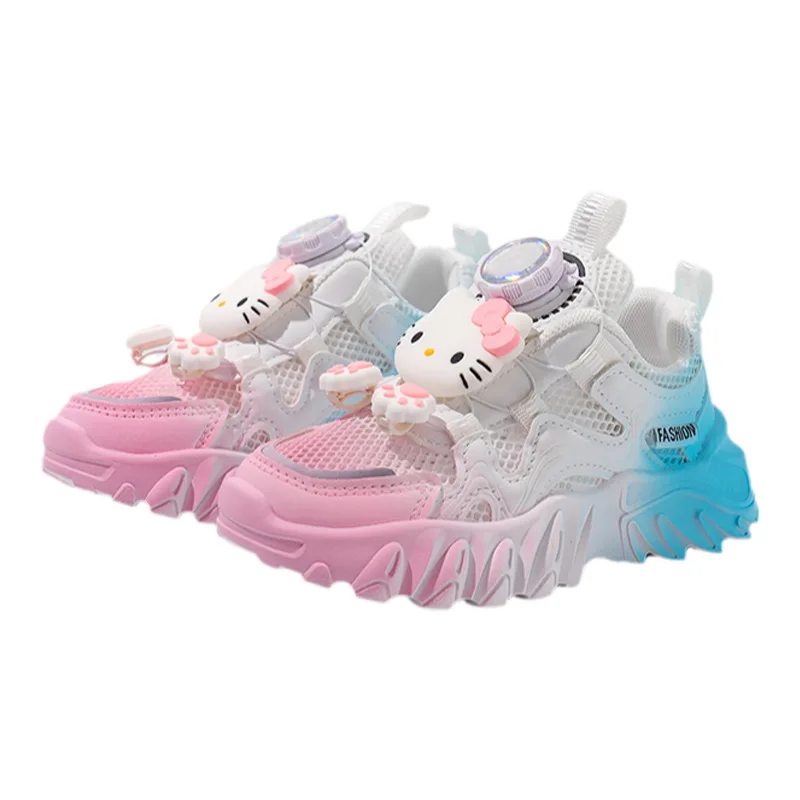 Sanrios Hello Kittys Girl Sneakers Kuromi Anime New Spring Child Kawaii Cartoon Wear Resistant Mesh Breathable Running Shoes