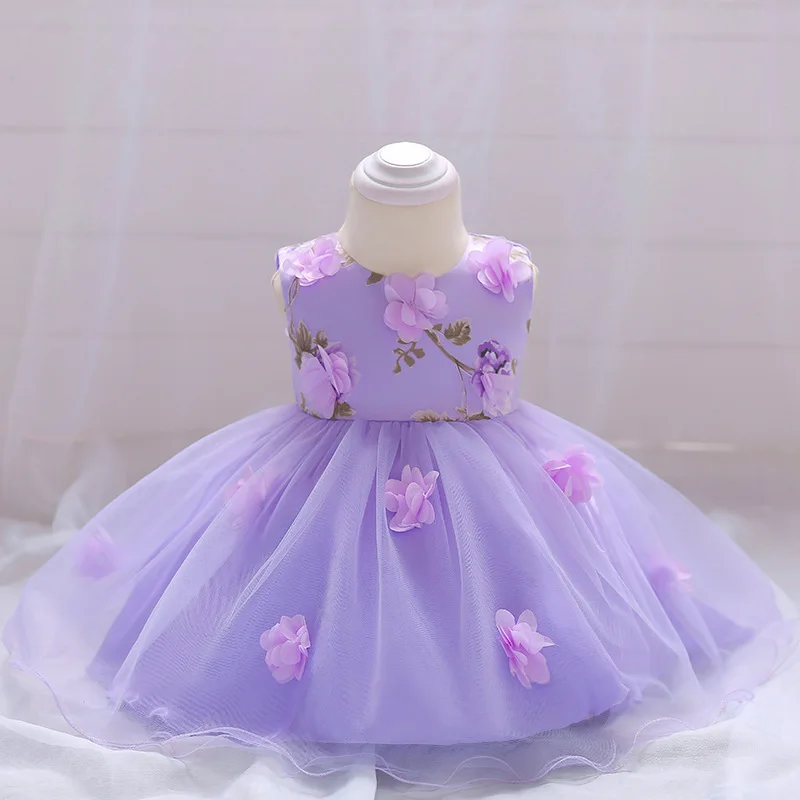 

Girls Tulle Flower Dress Floral Sleeveless Princess Party Gown for Wedding Birthday Elegant Kids' Formal