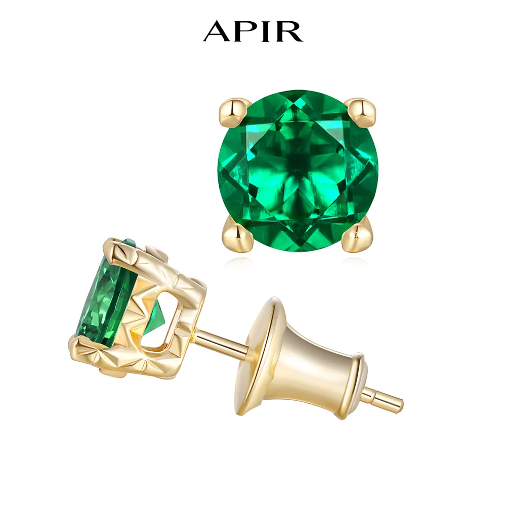 

APIR 0.3/0.5/1/2 ct Moissanite Stud Earrings for Women 925 Sterling Silver Lab Cultivate Emeralds Ruby Earrings Wedding Jewelry
