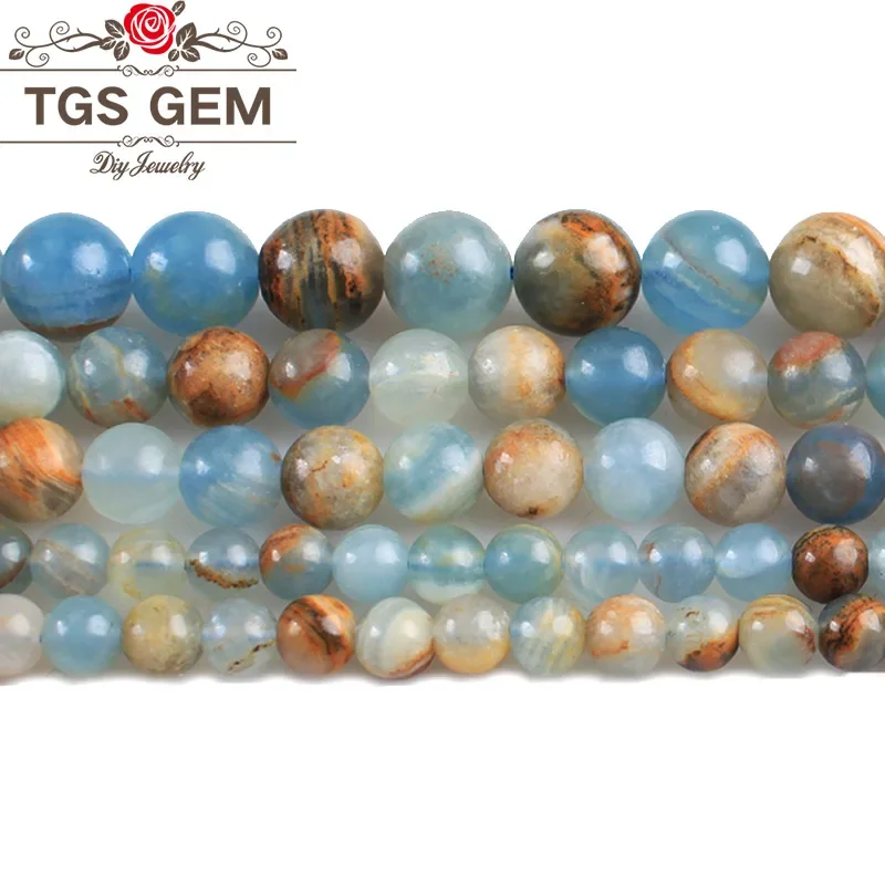 

Factory wholesale Natural Stone Blue Calcite Gemstone Crystal Round Ball Loose BeadsDIYNecklace Bracelets Earrings JewelryMaking