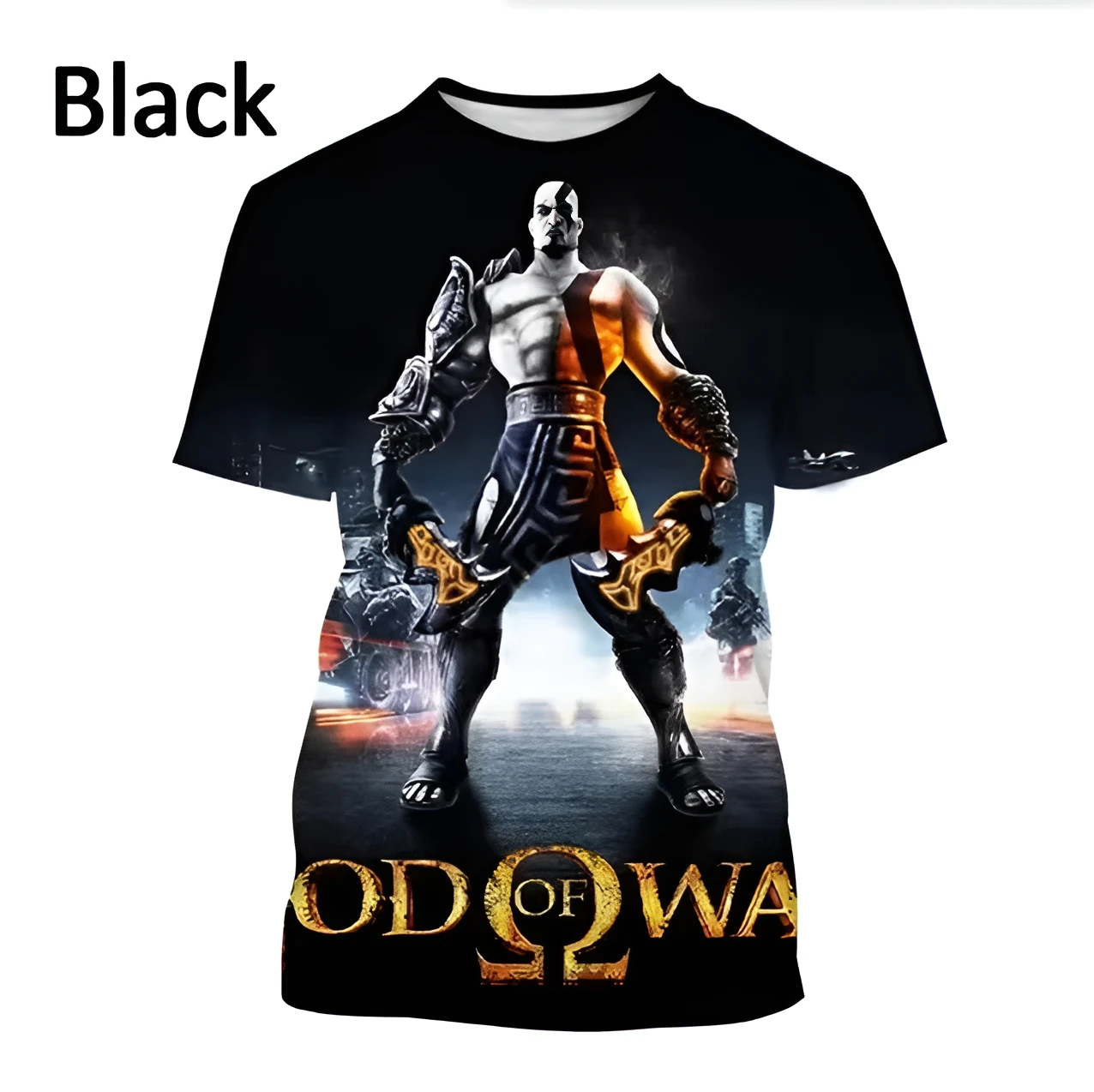 Hot selling God of War 3D Kwetos printed T-shirt hot selling men\'s cool design T-shirt combat short sleeved T-shirt