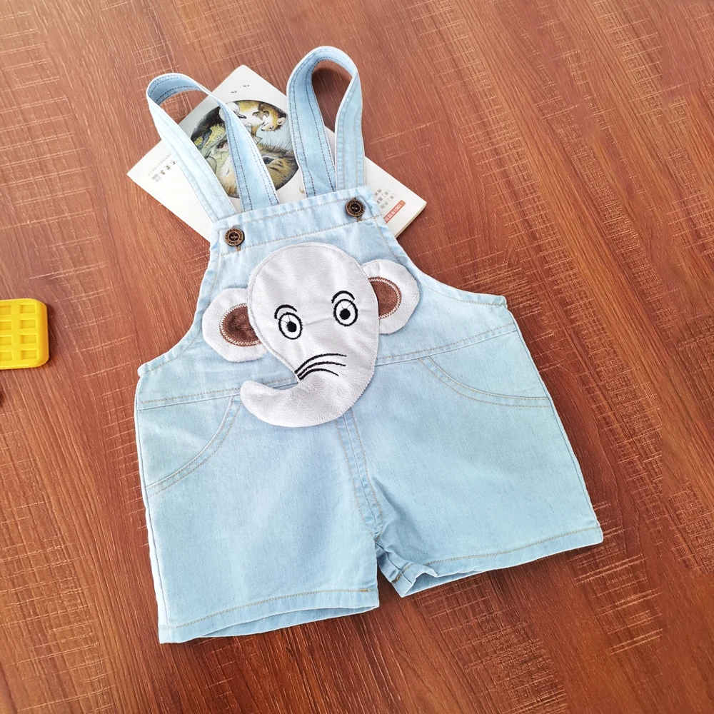 

IENENS Newborn Clothing Rompers Baby Overalls Boy Sleeveless Jumpsuit Infant Summer Shorts Cotton Light Blue Dungarees