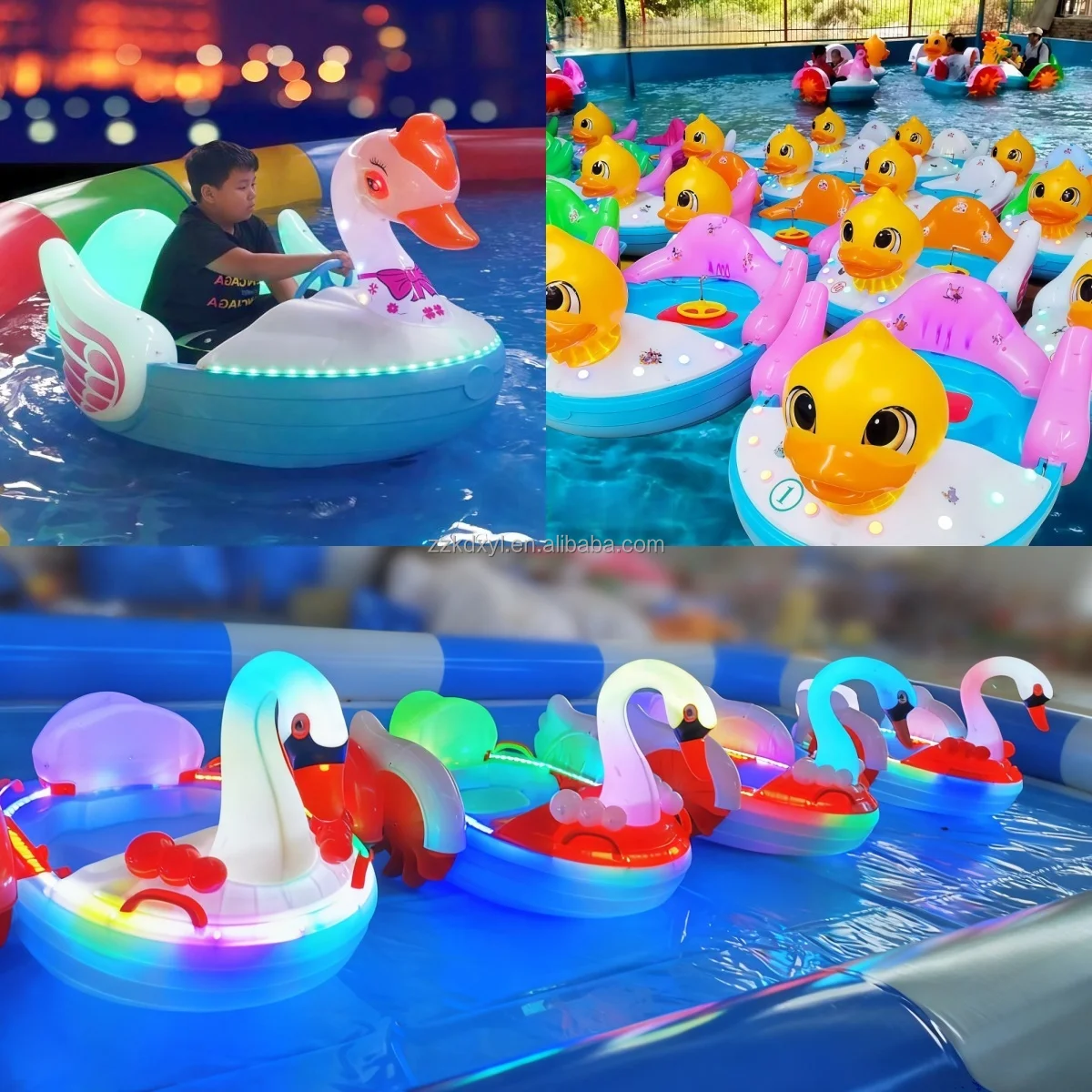 Parent Child Dragon Themed Electric Bumper Boat, Safe Animal Pedal Boat for Kids, Amusement Water Park Ride Toy Outdoor