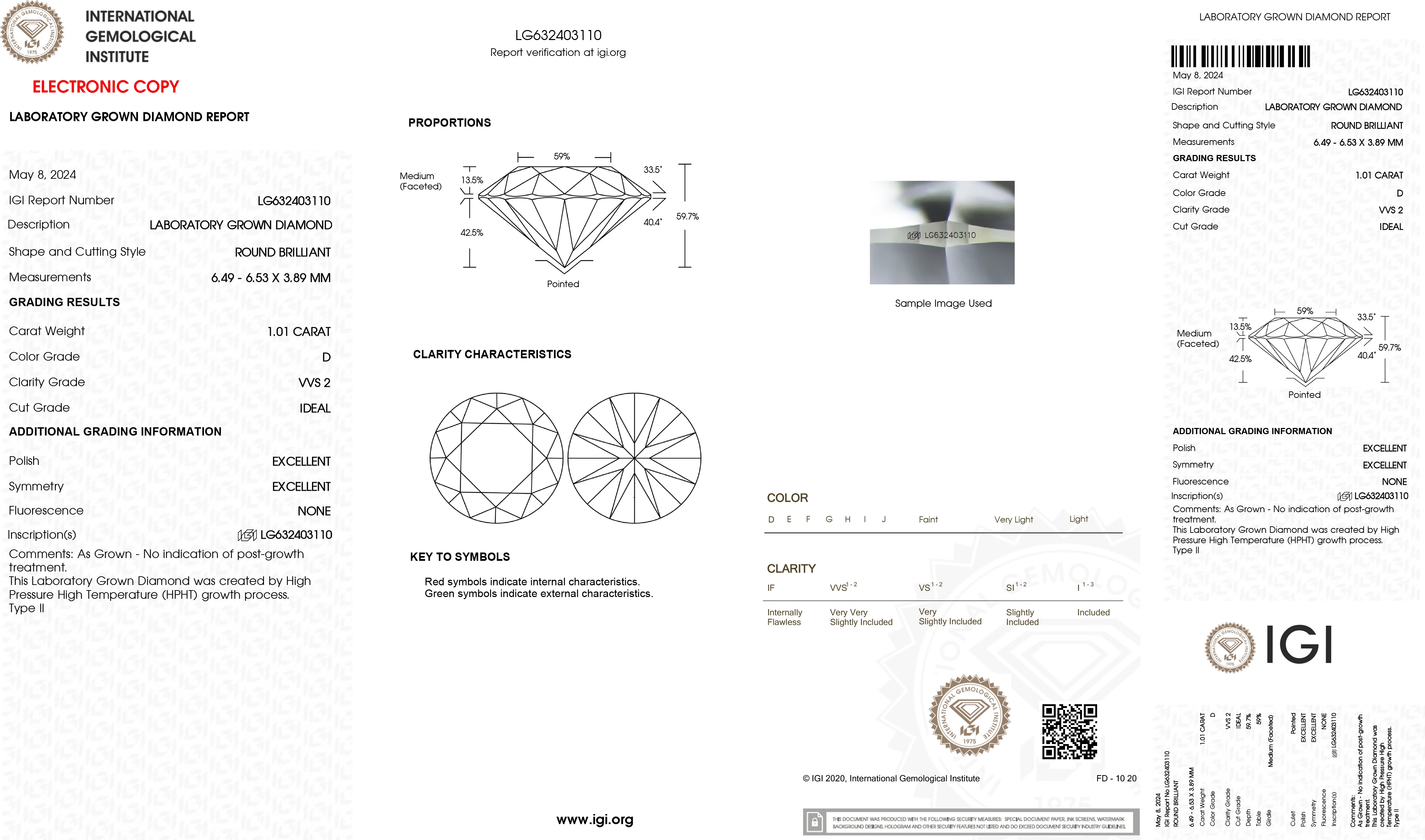 1.01 ct Round Ideal Cut D Color VVS2 Clarity IGI Certified Lab Grown Diamond CVD HPHT Loose Diamond