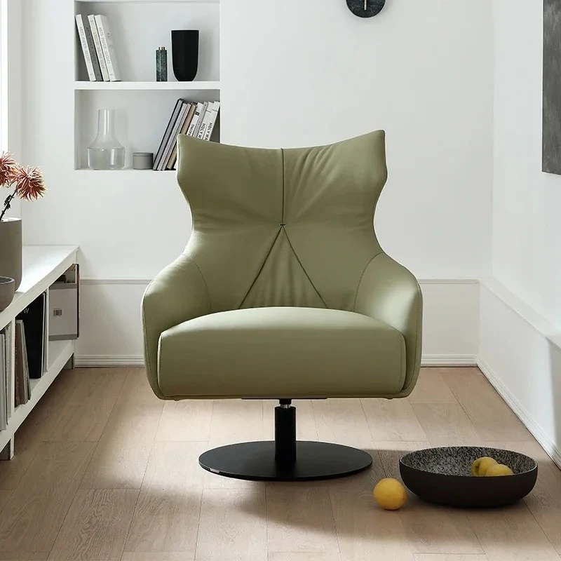 

Nordic rotating lazy high-backed leather chair leather living room leisure chair