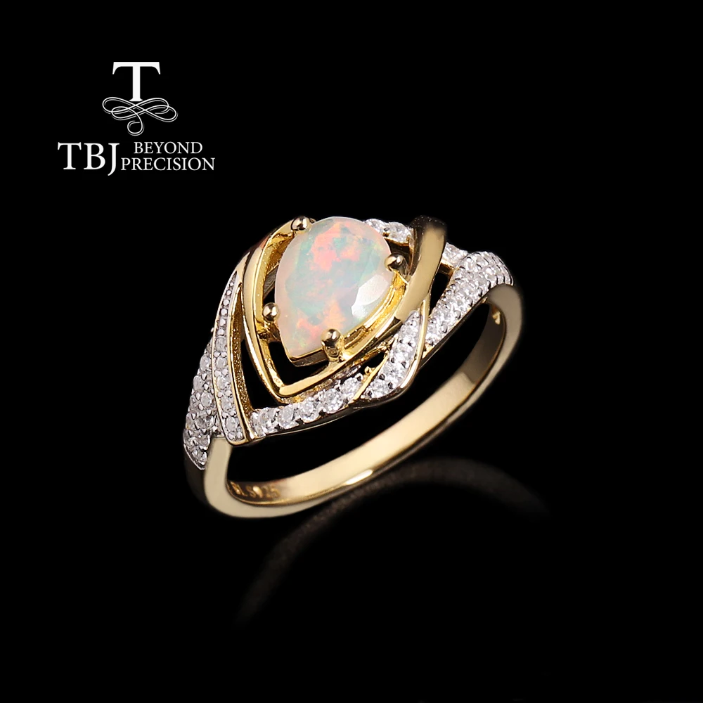 Elegant natural Colorful Opal women's ring pear 6*8mm October Birthstone 925 sterling silver fine jewelry for valentines gifts