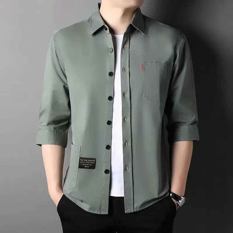 Shirts for Men Blue Half Sleeve Cargo Man Shirt with Collar Aesthetic Hipster Button Up Elegant Sleeves Cheap Brand Xxl Original