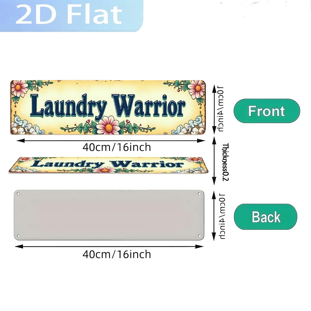 2D Flat, Vintage-Style Sign Labeled Laundry Warrior Sign, It's an Ideal Piece for Home Decoration, Suitable for Bathrooms