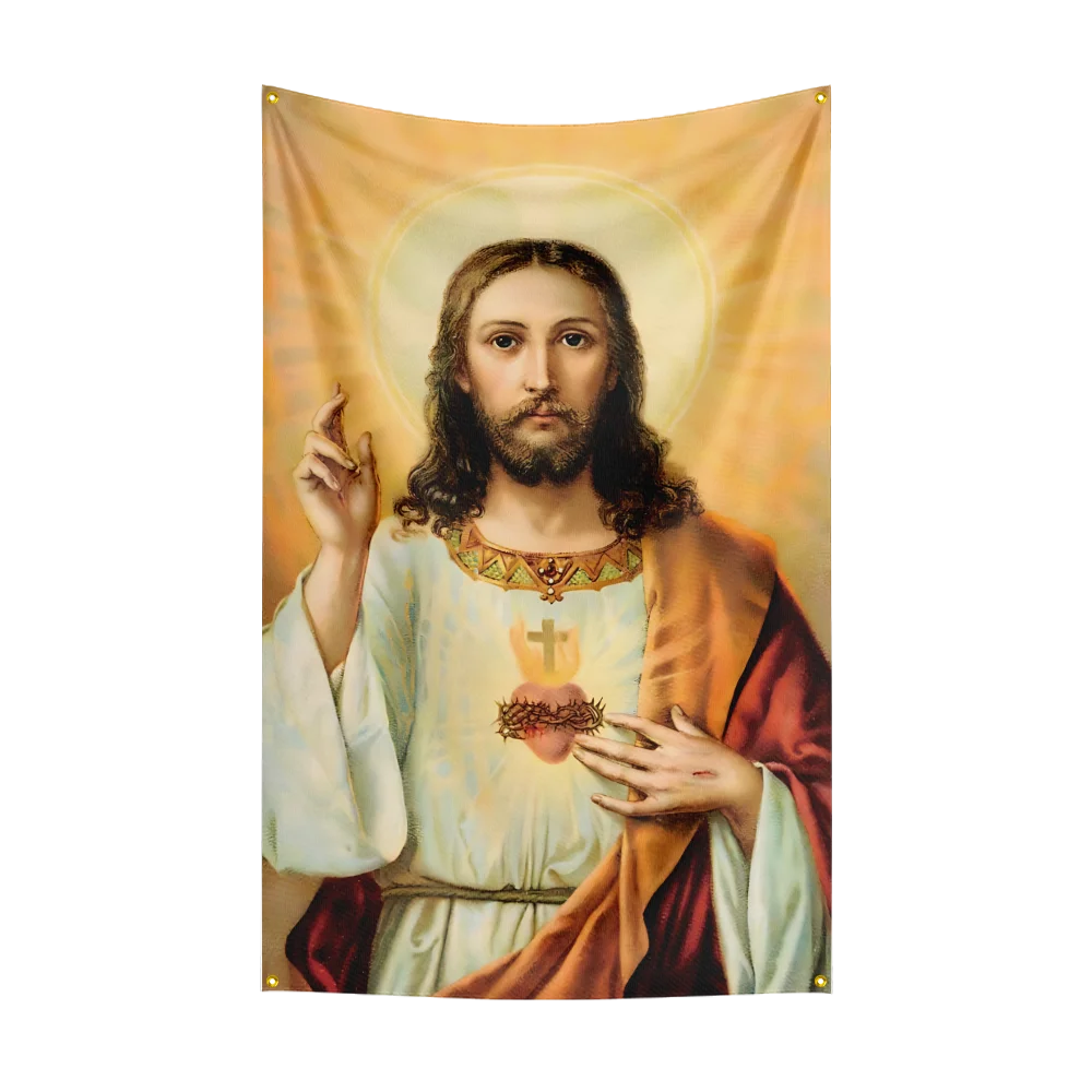 Jesus Christ Religion Faith Face Flag Polyester Digital Printed Banner Tapestry curtain