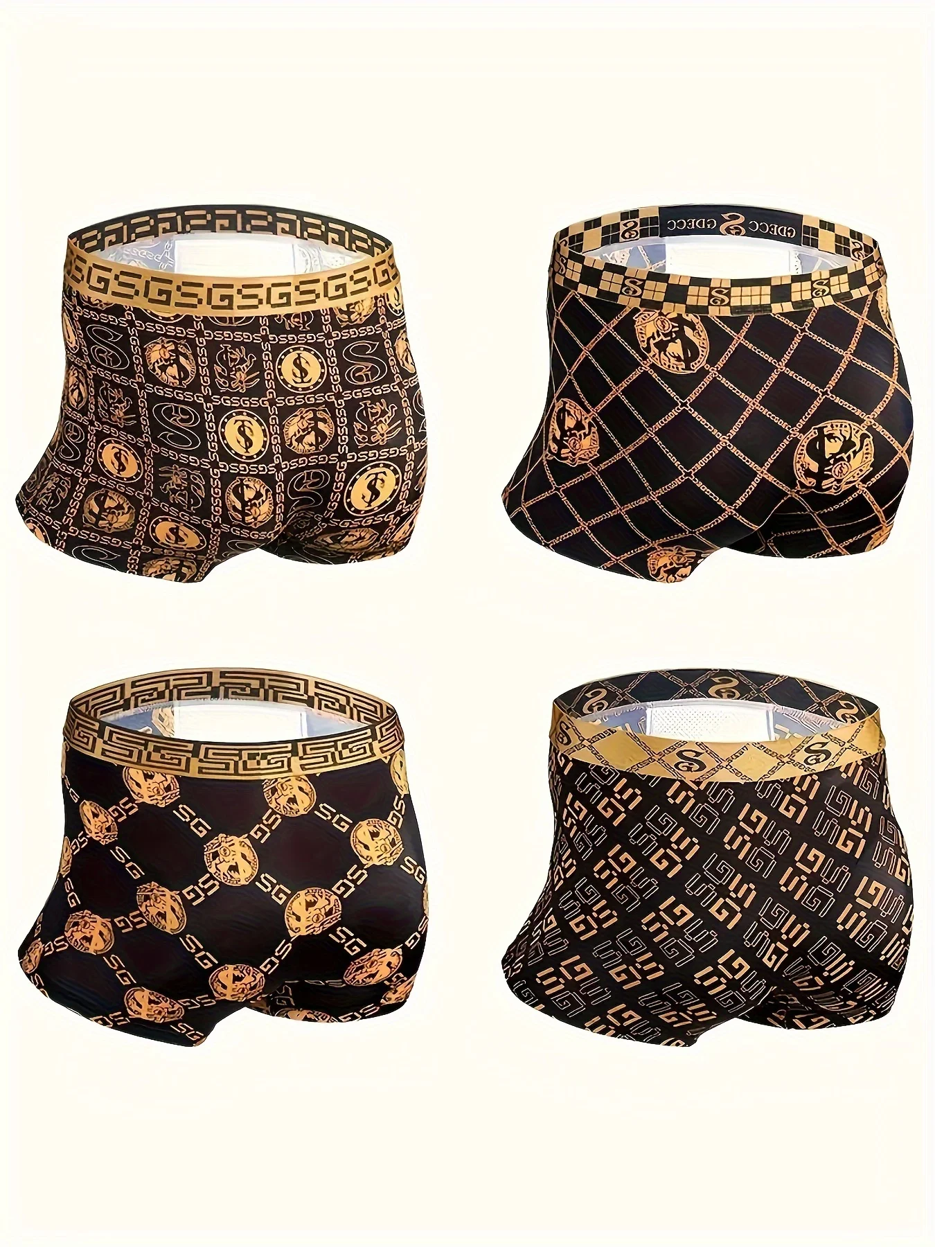 4 قطع من سراويل الملاكم الحريرية فائقة التبريد للرجال - قابلة للتنفس للغاية، مضادة للبكتيريا، ناعمة ومريحة فاخرة - عالية التمدد، 4 قطع