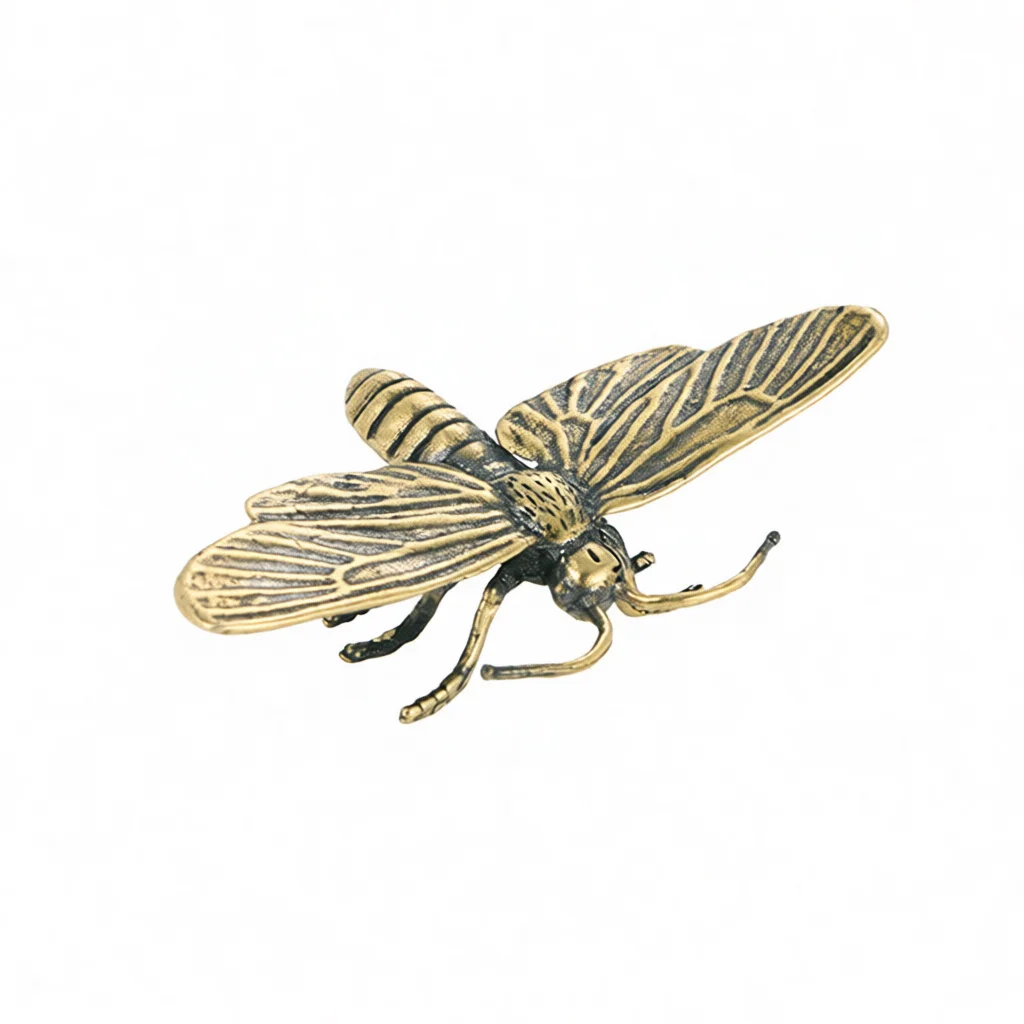 Vintage Collectible Figures - Solid Brass Moth Ornament Antique Handmade
