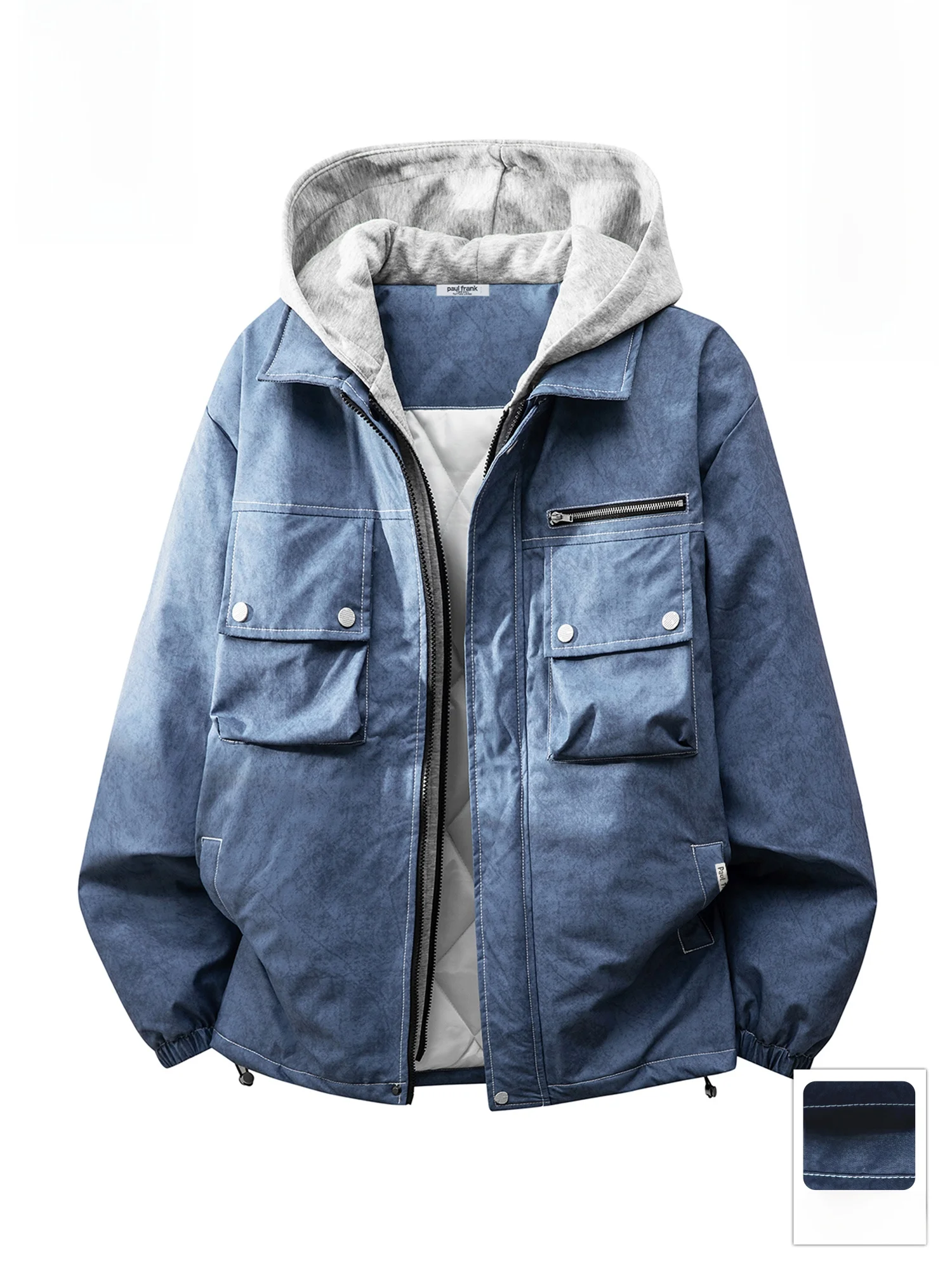 

PaulFrank Large-Mouth Monkey Thiened Winter Jaet Men's Loose Fit Warm Cotton Workwear Coat with Hood Casual Leisure Sle