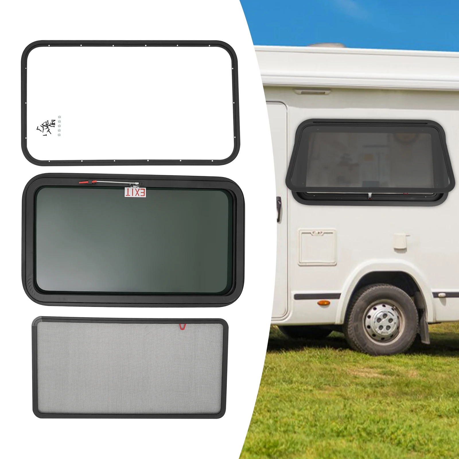 نافذة خروج الطوارئ RV تصميم فتحة علوية من سبائك الألومنيوم مع أداء إغلاق ممتاز #6