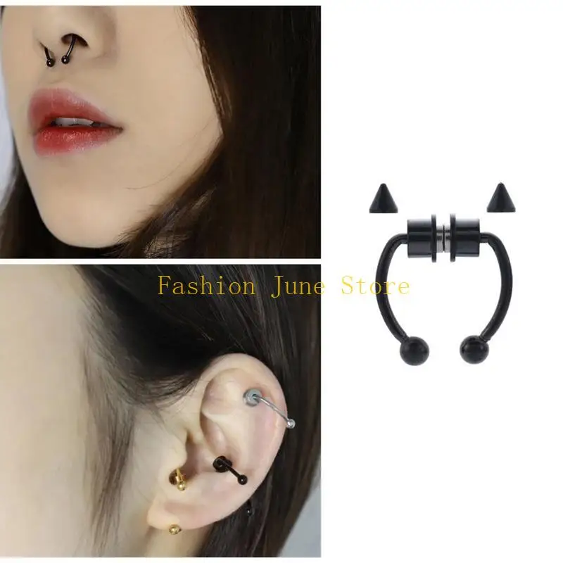 N5KA 5 Pcs Fake Septum Piercing Horseshoe Nose Ring Non Piercing Clip Stainless Steel Reusable Nose Hoop Jewelry Gifts