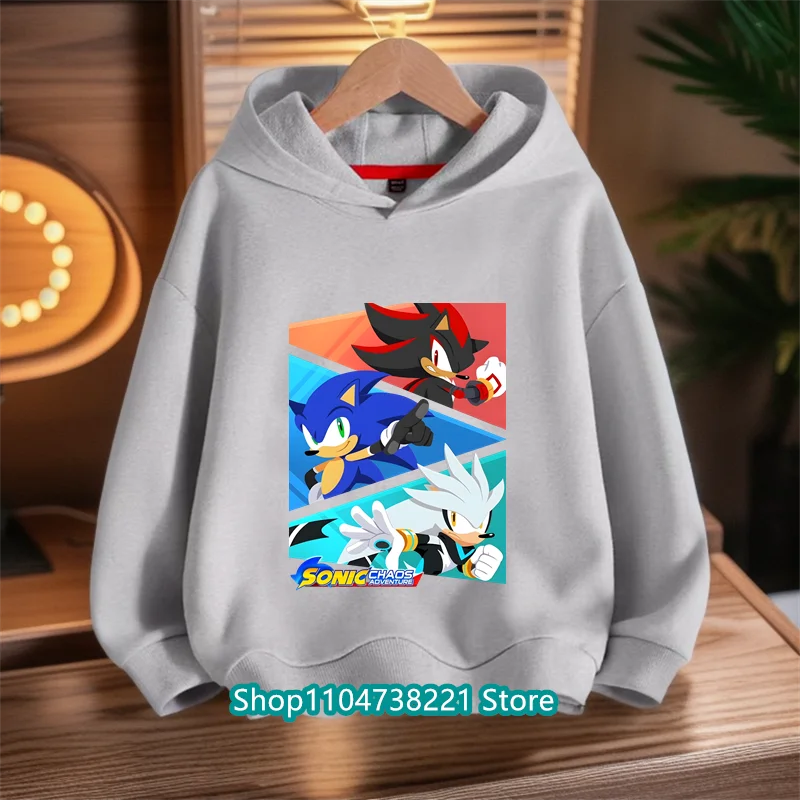 2025 caliente primavera otoño niños dibujos animados Anime Sonic Sudadera con capucha para niños sudadera coreana niños niñas lindos ropa suave de manga larga