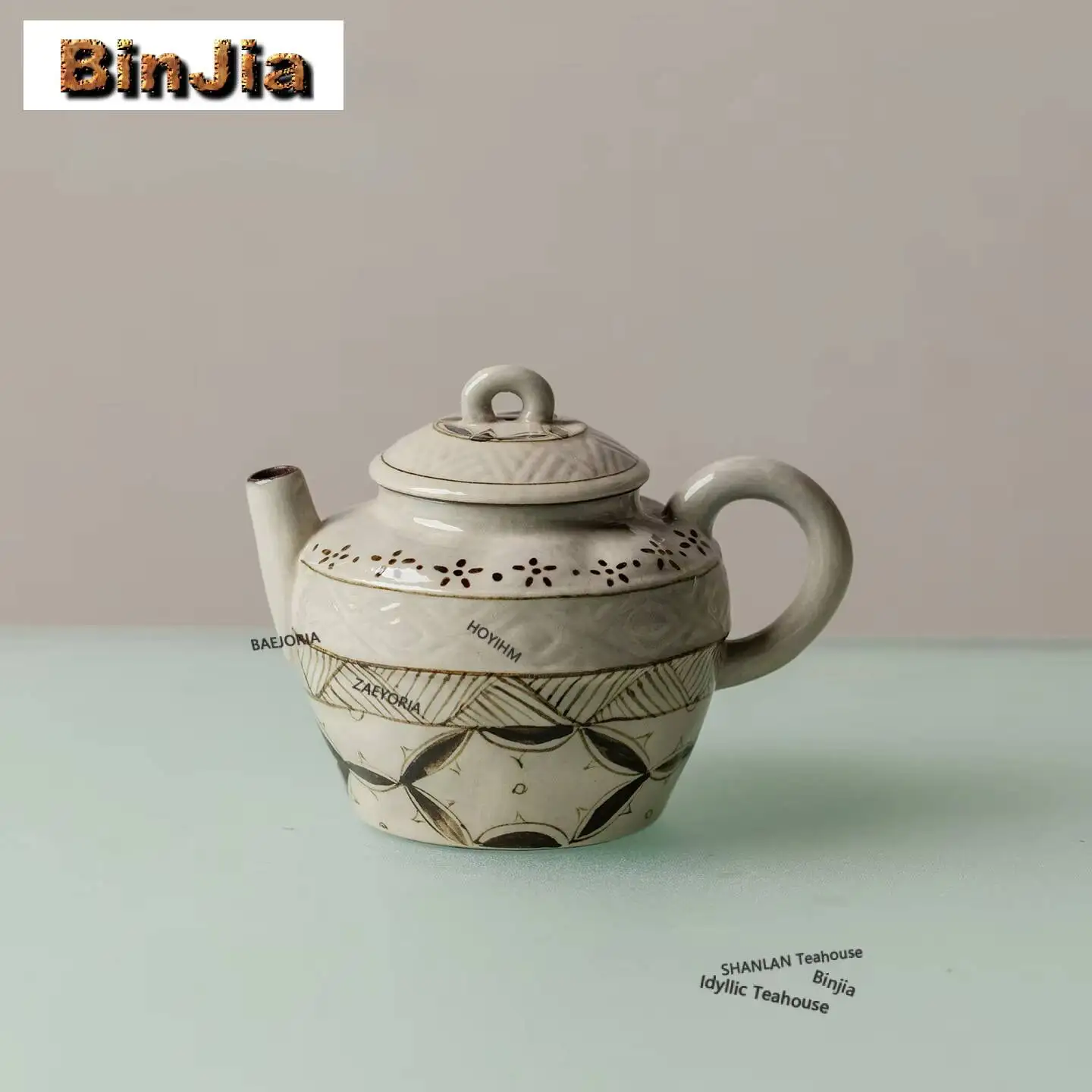 100ml Cizhou Kiln Hand Drawn Petals Teapot Luxury Tea Infuser Pot Tea Maker Kettle With Ball Hole Tableware Supplies Decoration