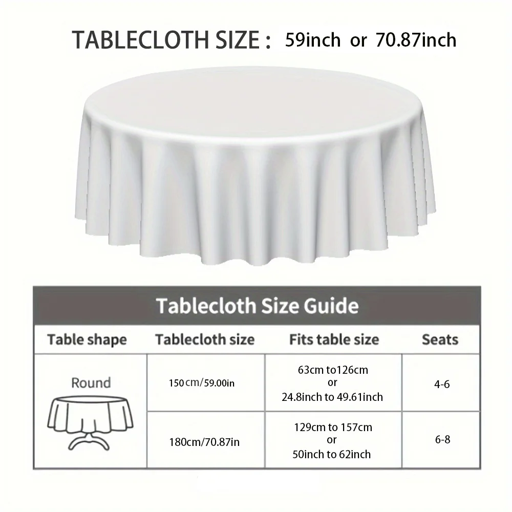 Flat tablecloth 1 piece. Round tablecloth, featuring a yellow polka dot pattern design.