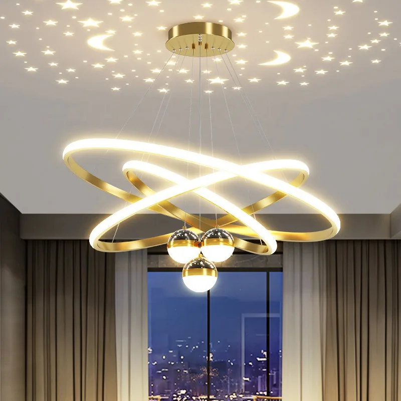 Decorative Living Room Ring Lights Modern LED Circular Chandelier Lighting Dining Room Bedroom Ring Chandelier Pendant Light