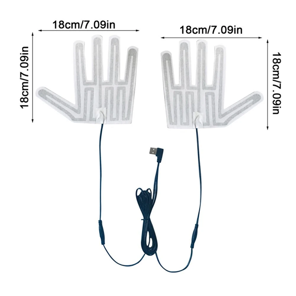 1 Set Guanti riscaldanti USB invernali Cuscinetti Guanti riscaldati portatili Riscaldatore Scaldino Guanto riscaldato Foglio Guanti da sci da ciclismo Tappetino riscaldante