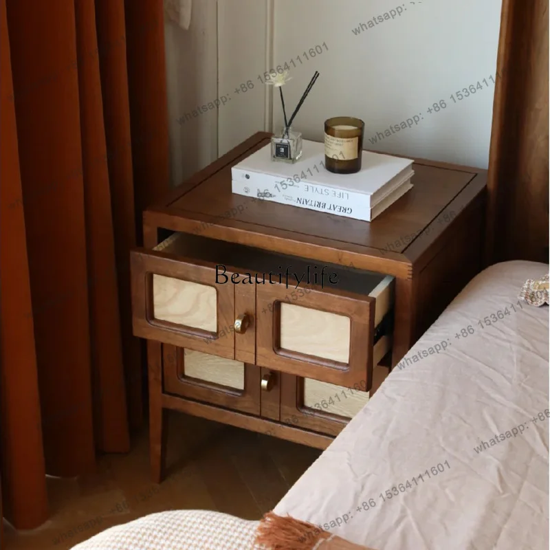Best Seller Medieval Style Bedside Solid Wood Locker French Retro Bedside Drawer Cabinet