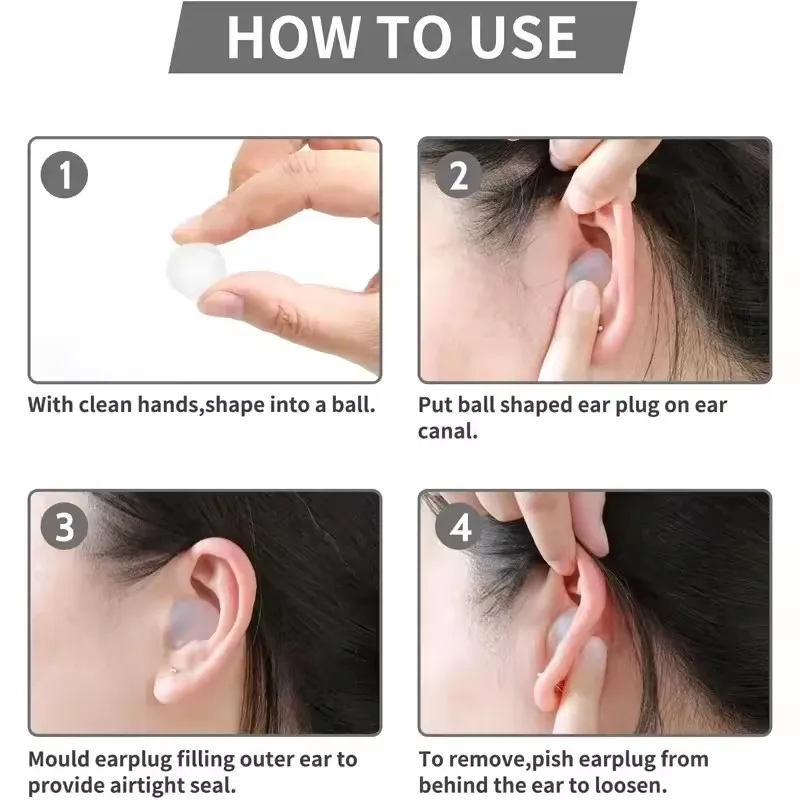 Soft Silicone Earplugs Wax Ear Plugs Reusable Noise Cancelling Gel Ear Plugs Box Waterproof Earbuds For Sleeping Flying Swimming view 5