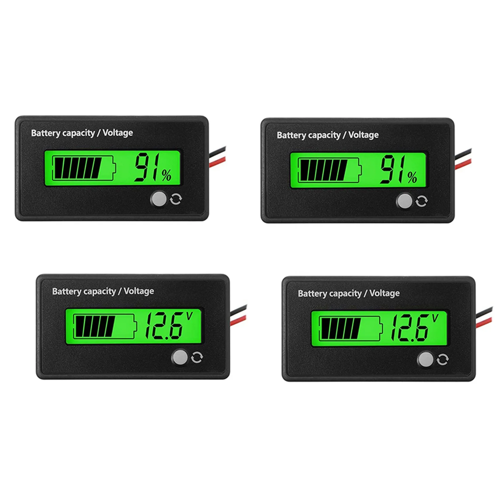 ABRW-4 pezzi DC 12V 24V 36V 48V 72V Misuratore batteria Capacità batteria Indicatore di tensione Indicatore batteria al piombo-acido e litio