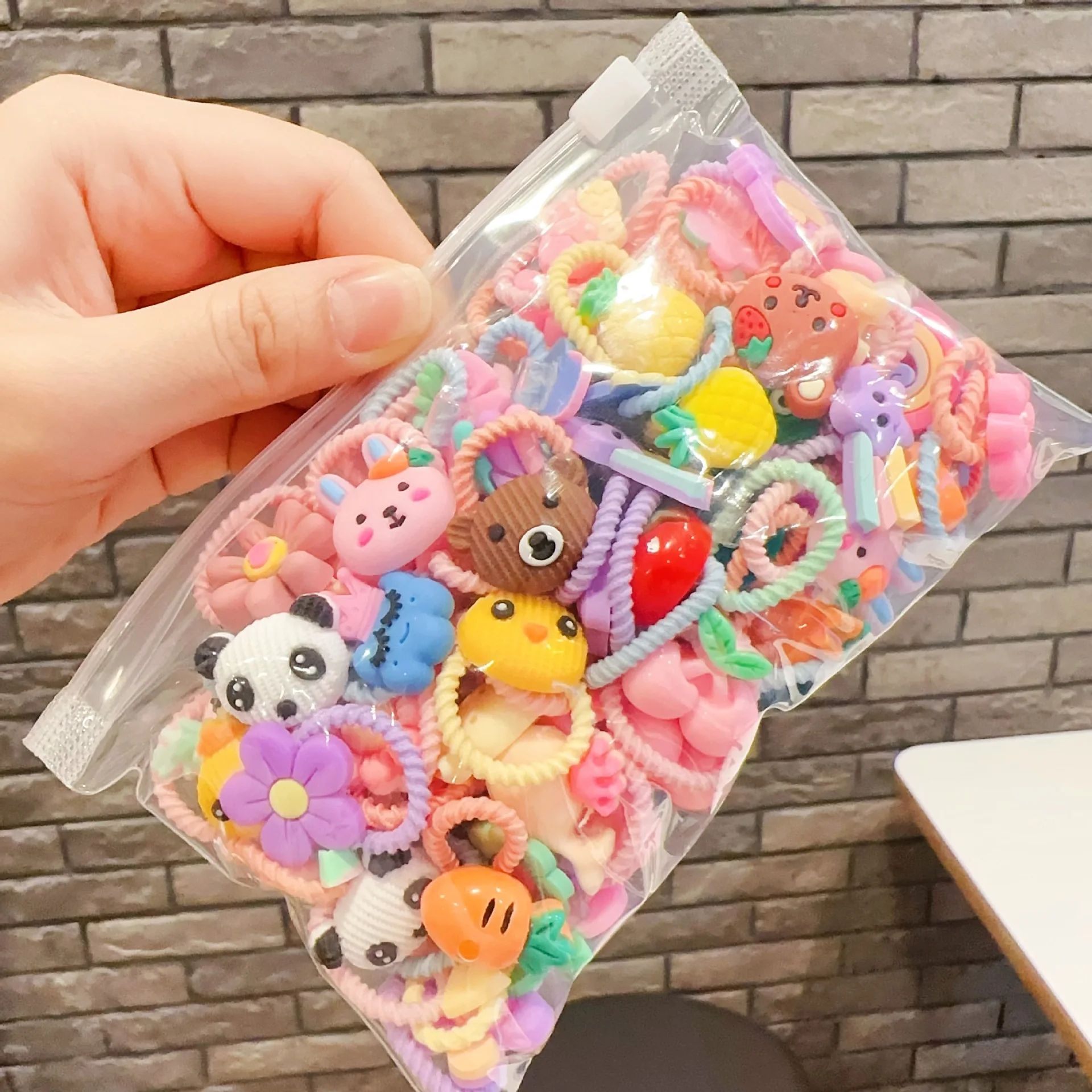 40-50Pcs Children Hair Bands Girls Cartoon Elastic Hair Ties Baby Head Rope Kids Small Animal Headband Cute Hair Accessories