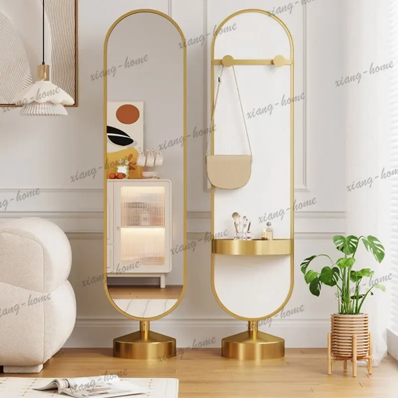 LJY Standing Full Body Mirror Modern Decoration Items Aesthetic Nordic Funky Mirror Floor Oval Spiegel Wand Living Room