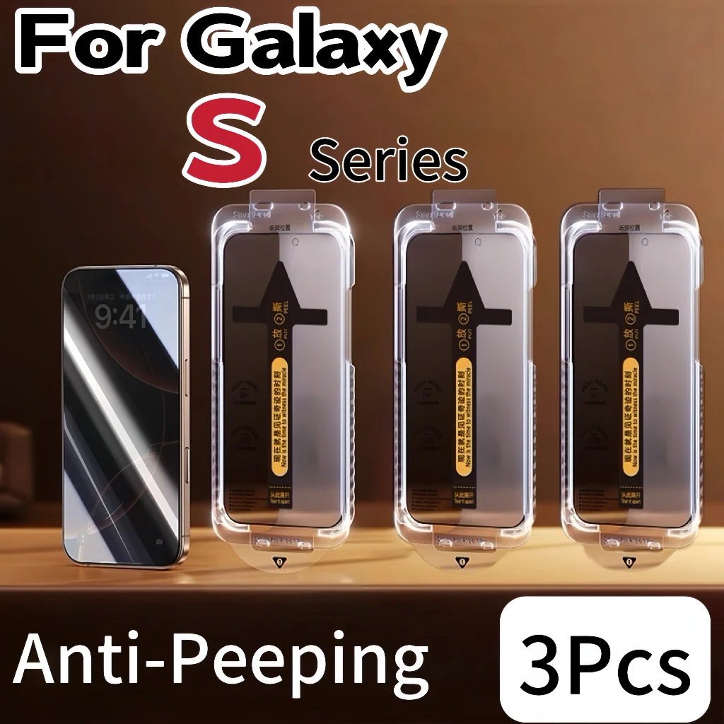 

3Pcs Anti-Spy Tempered Glass Screen Protector For Samsung Galaxy S25 S24 Ultra S23 S22 Plus Dust Free Anti Peeping With Easy Ins