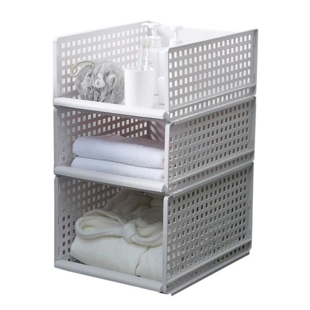 Modular Plastic Cube Wire Storage Shelves Stackable Shelving Unit with Bins for Office Home Storage