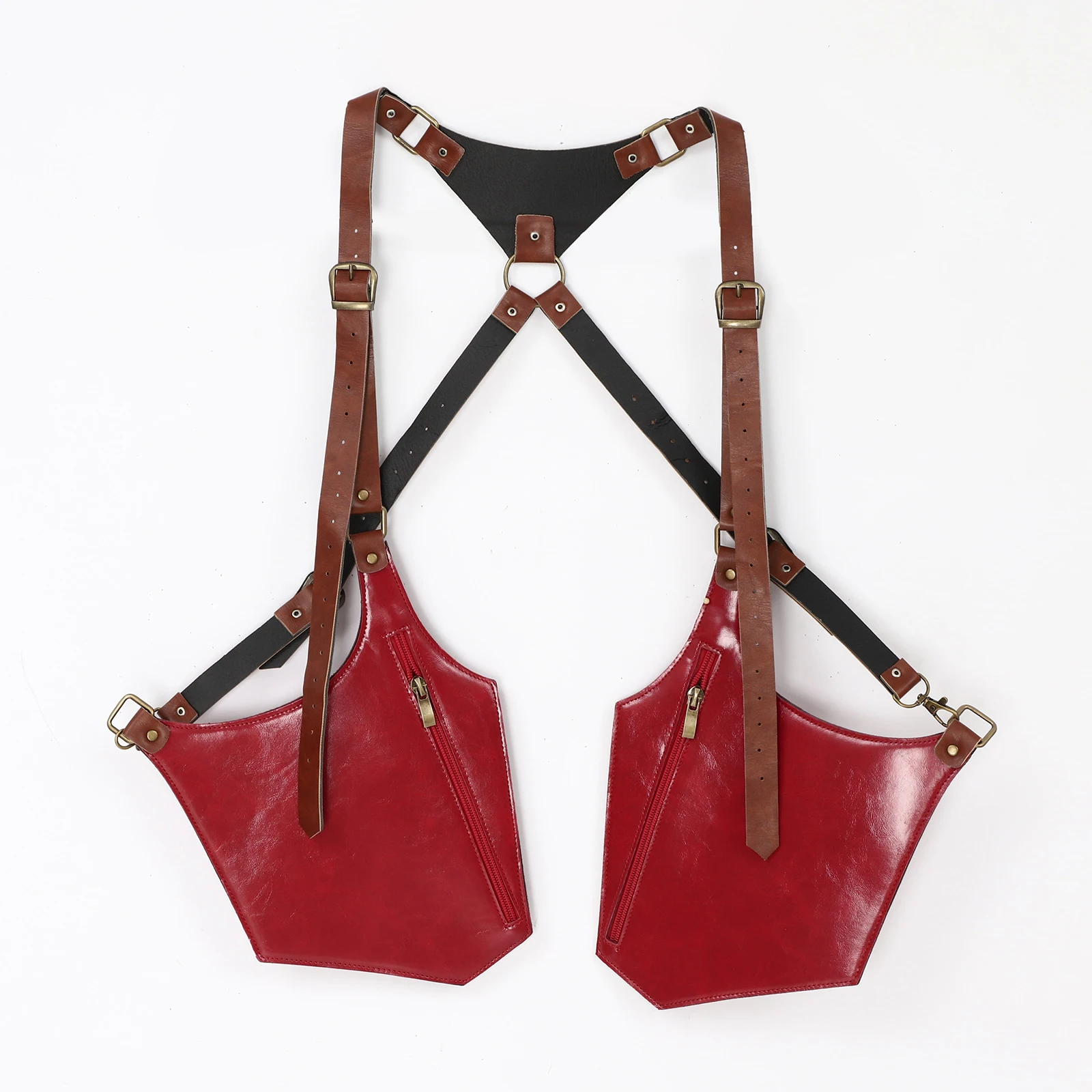 Erwachsene Männer Retro Vintage Doppel Schulter Achsel Tasche Kostüm Zubehör für Mottoparty Outdoor-Aktivitäten Taschen Tasche Westen