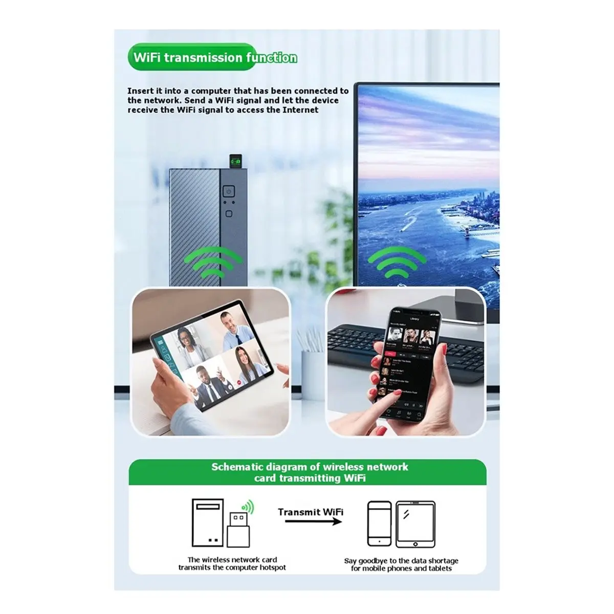 2Pcs 900Mbps WiFi USB Bluetooth 5.4 Adapter 2in1 Dongle Dual Band 2.4G 5GHz USB WiFi 6 Network Wireless Wlan Receiver