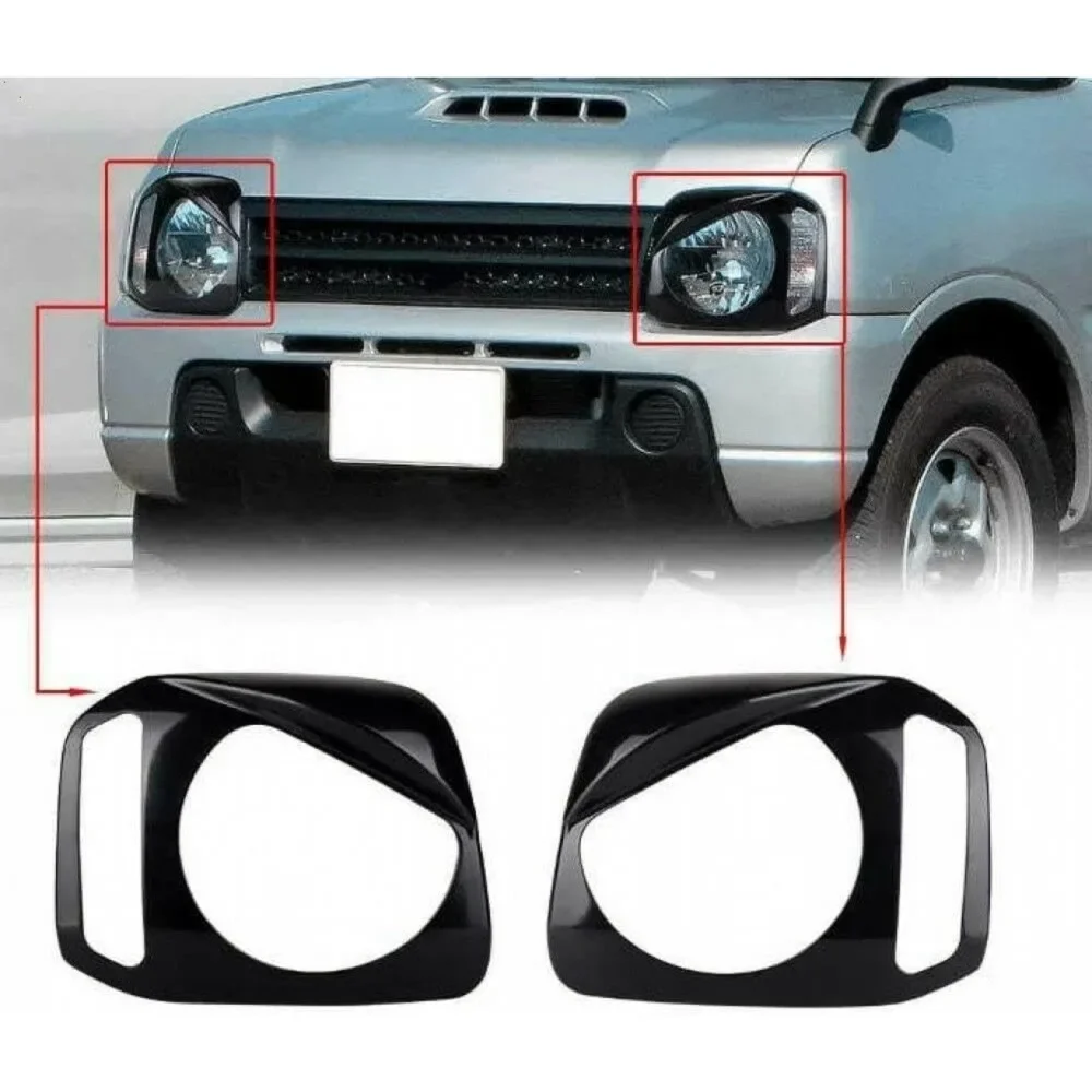 Headlight Trim Decorative Cover, ABS Headlamp Bezel for Suzuki Jimny JB23 JB33 JB43 1998‑2017 Headlight Decoration Accessories