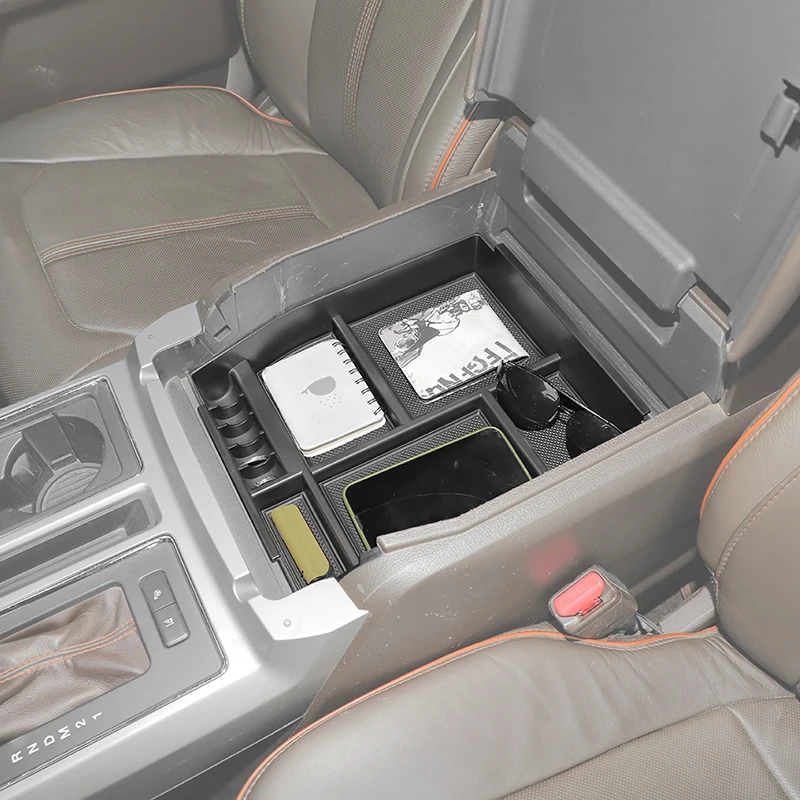 

ABS Armrest Box Storage Box Organizer Phone Holder Coin Tray For Ford F150 2015-2020 Interior Car Accessories