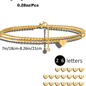 LNCHRAN-zirkon detaylı paslanmaz çelik kaplama zincir, 18 Ayar altın, alerjisi düşük kapaklar, kalpler, Harfler, Kuyruk, bilek kayışı, dekoratif Bilezik alerjilerinin en iyi 10 satışı-no. 7
